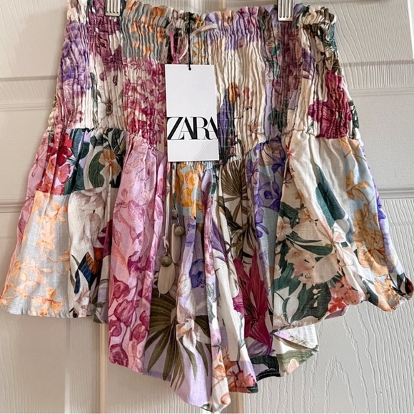 ZARA High Rise Smocked Waist Flowy Shorts EUC-Like New! - Picture 7 of 14